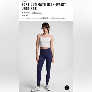 VS Pink SOFT ULTIMATE HIGH-WAIST LEGGINGS midnight navy - size large regular